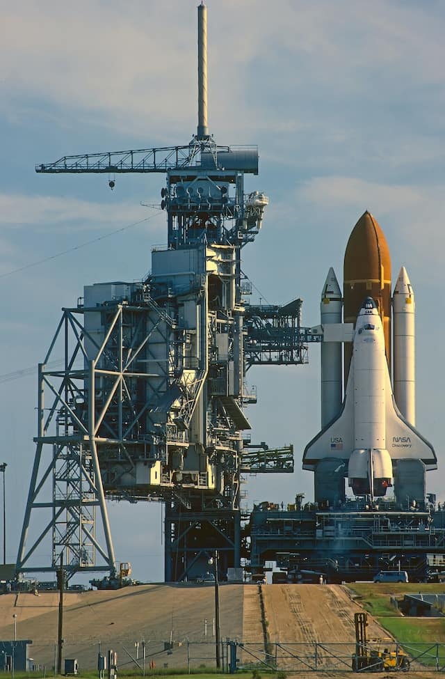 Preparing for Launch STS-51 During short window before the Service gantry is closed against the Shuttle “Discovery”.